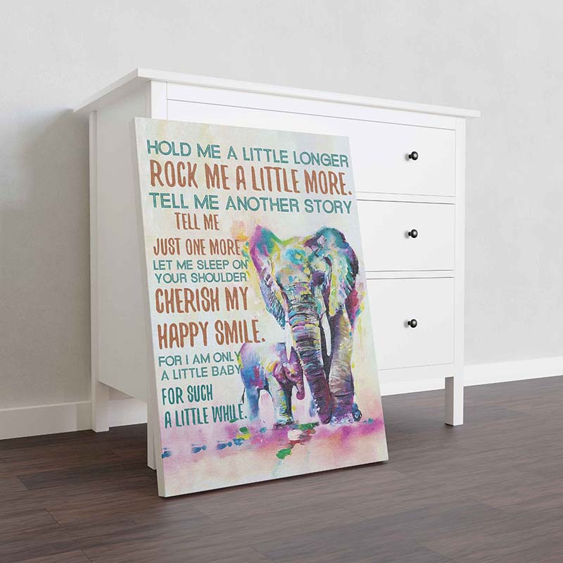 Skitongifts Wall Decoration, Home Decor, Decoration Room Elephant Hold Me A Little Longer Rock Me A Little More-TT2010