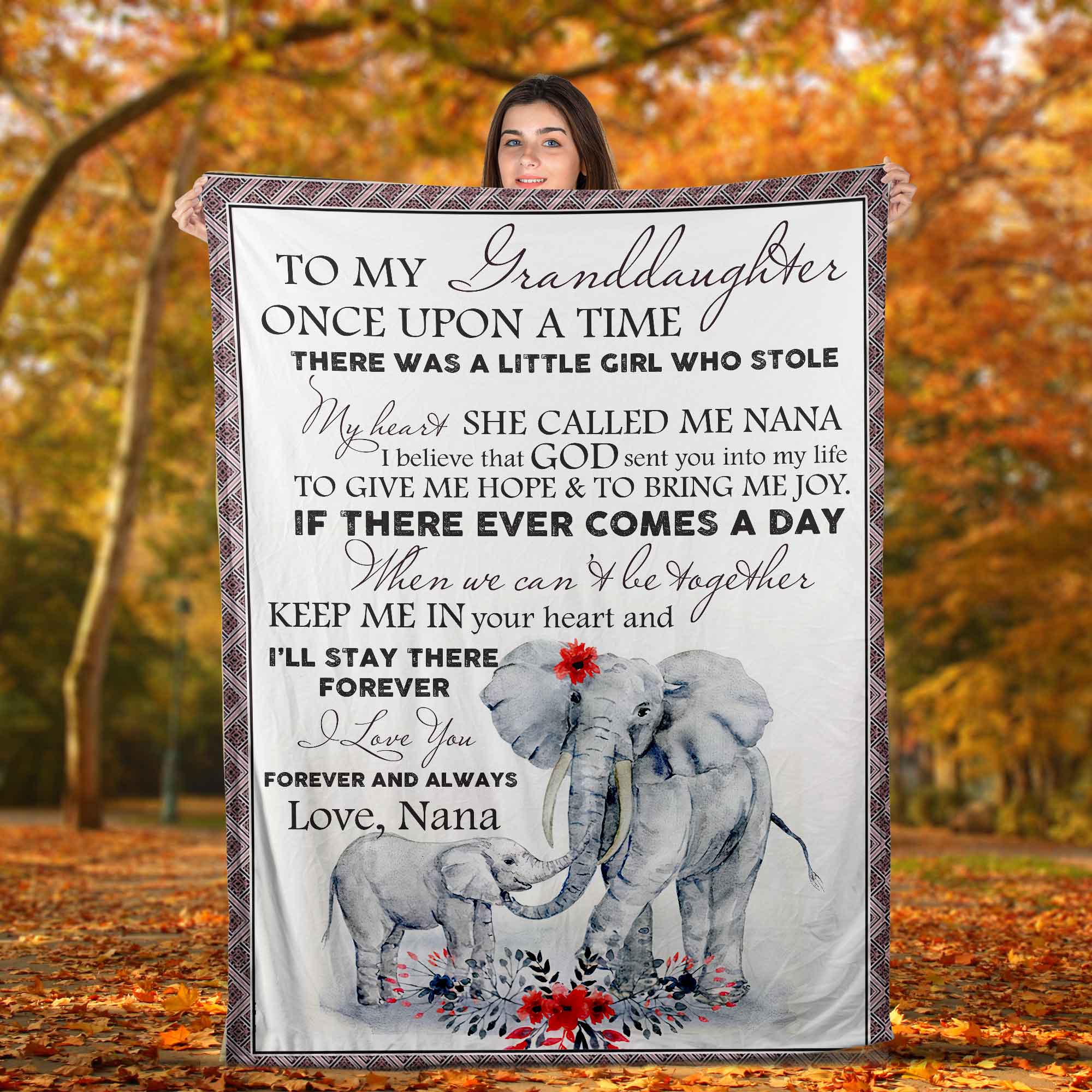 Skitongifts Blanket For Sofa Throws, Bed Throws Blanket - Elephant To My Granddaughter I Believe That God Sent You Into My Life Love, Nana-TT1101
