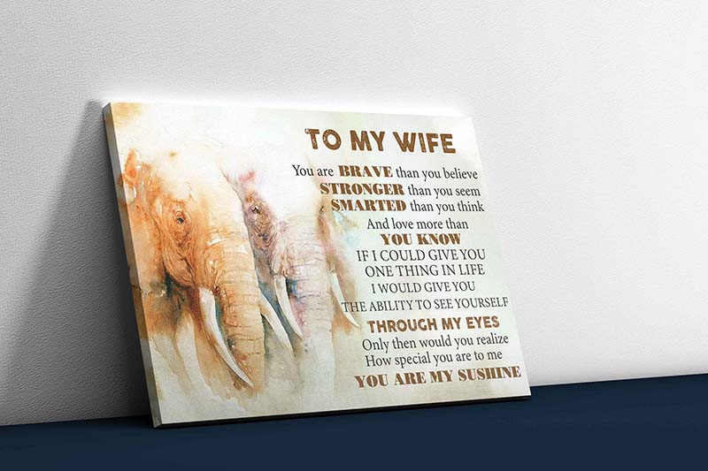 Skitongifts Wall Decoration, Home Decor, Decoration Room Elephant To My Wife You Are Braver Than You Believe-TT0702