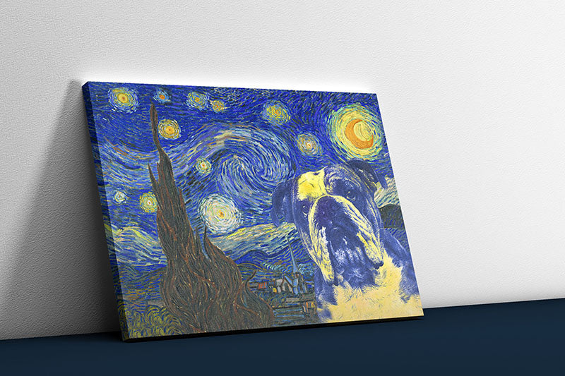 English Bulldog Van Gogh Style Starry Night 0309