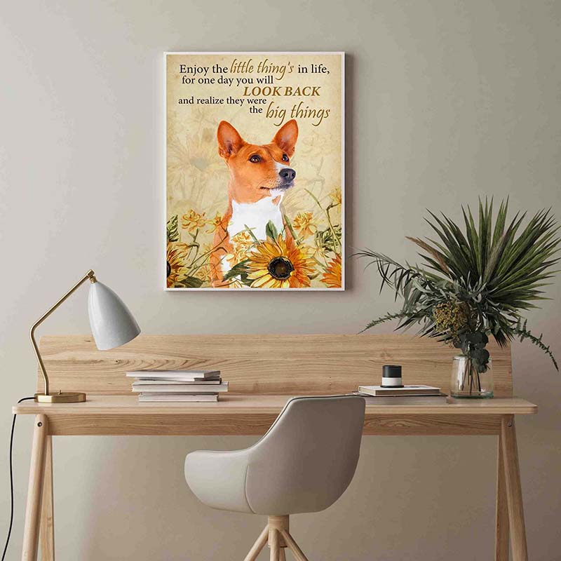 Skitongifts Wall Decoration, Home Decor, Decoration Room Enjoy the little thing_s in life, they were the big thing_s Basenji Dog-TT0604