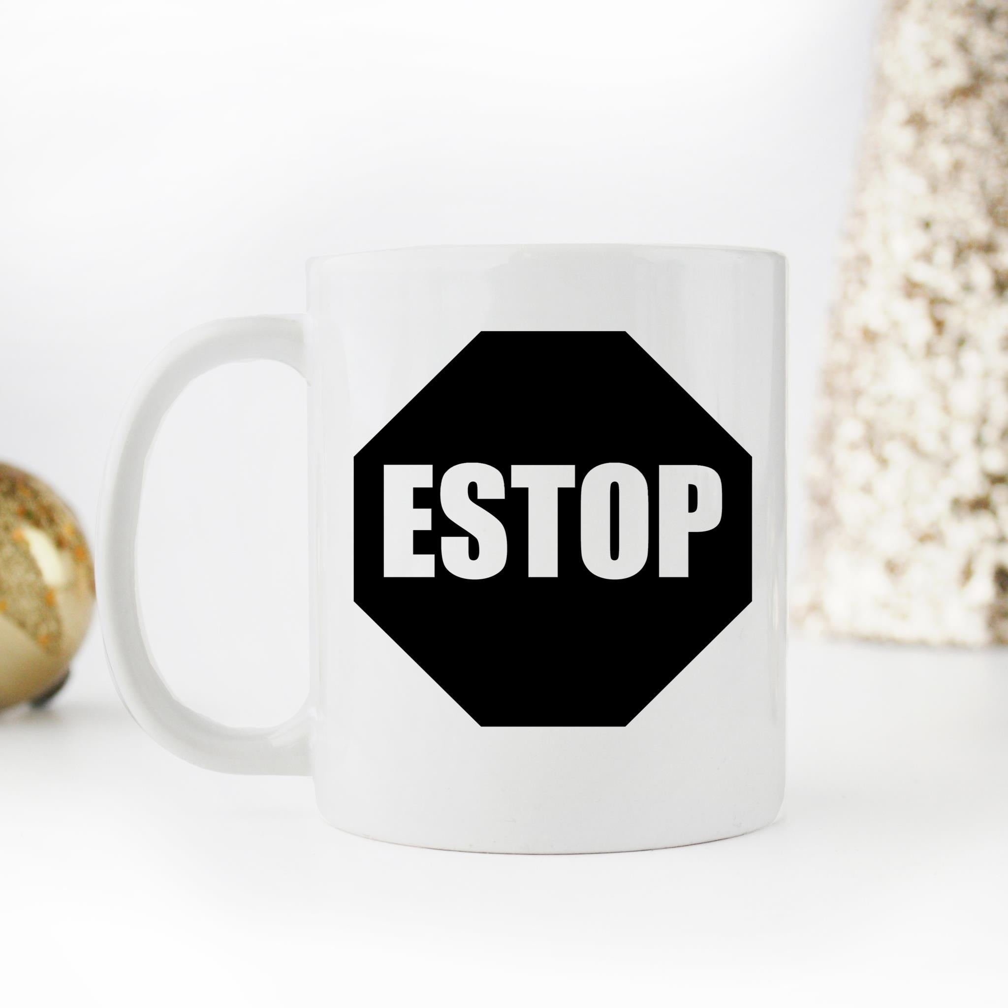 Skitongifts Funny Ceramic Novelty Coffee Mug Estop Spanish Stop Sign Funny ylq54rp