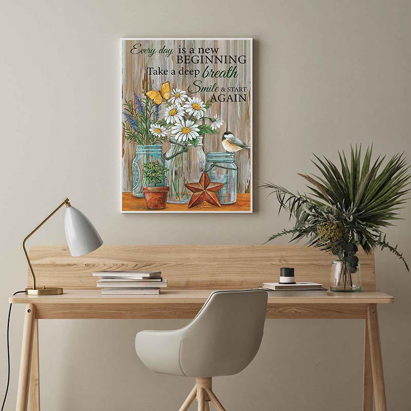 Skitongifts Wall Decoration, Home Decor, Decoration Room Every Day is A New Beginning Smile & Start-TT0204
