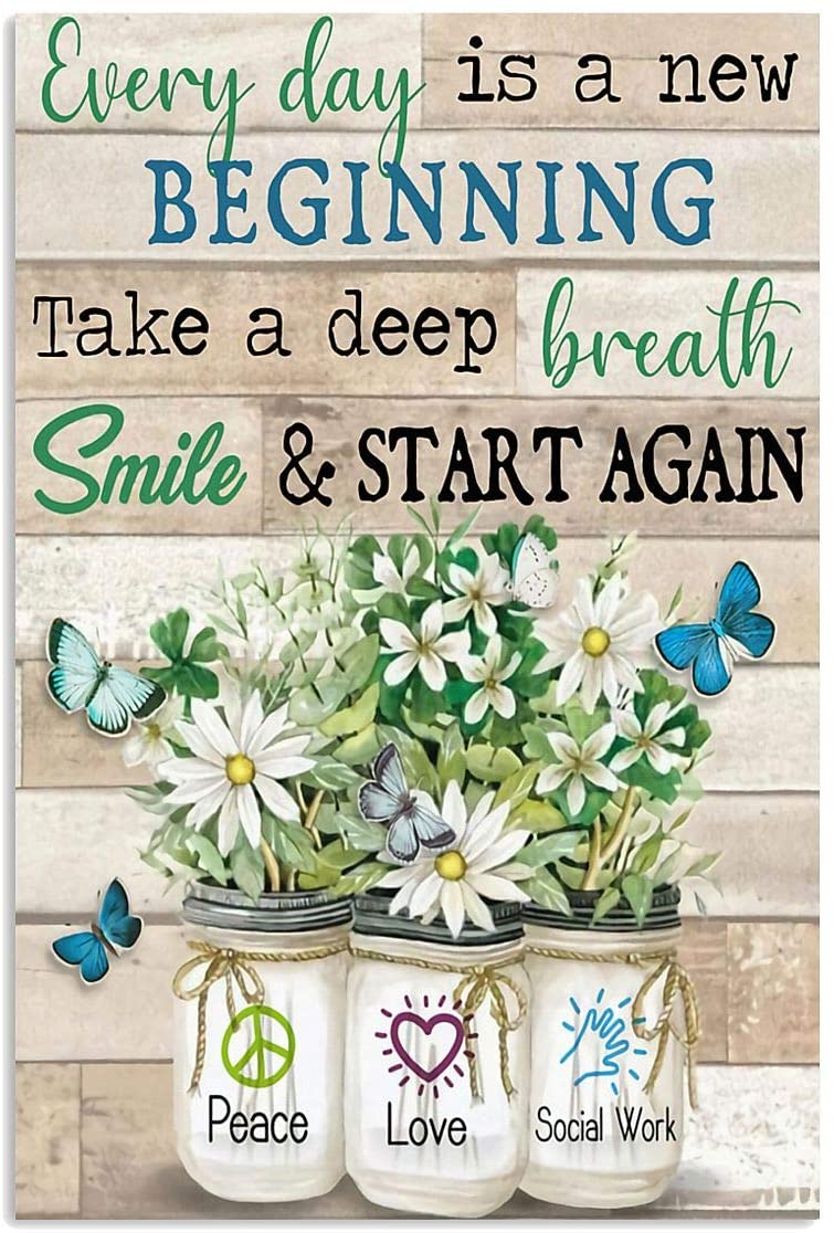 Everyday Is New Begining Take Deep Breath Start Again Plant Flower Bottle Butterfly