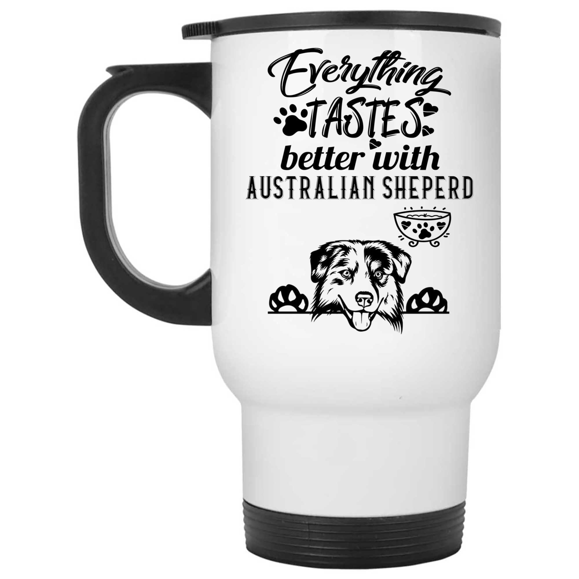Skitongifts Coffee Mug Funny Ceramic Novelty Everything Tastes Better With Australian Sheperd eFzXLjY