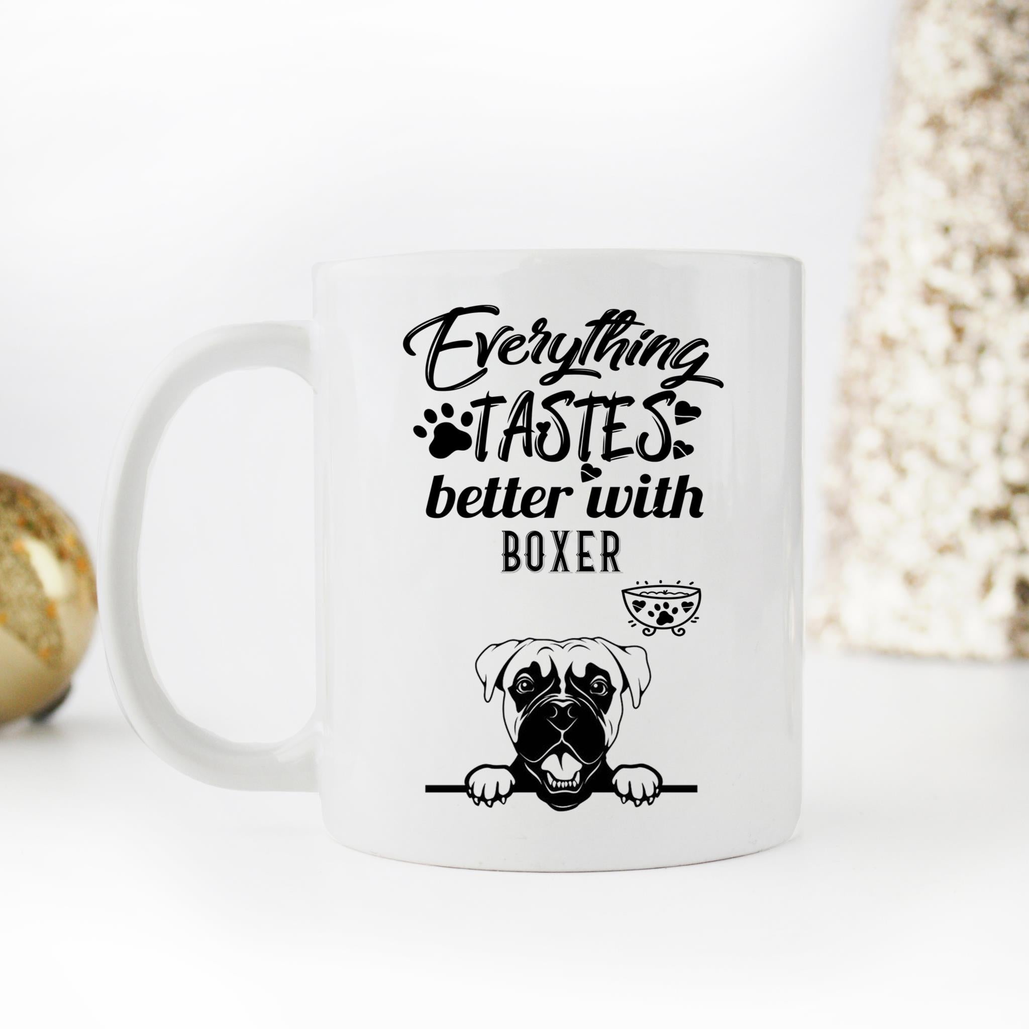 Skitongifts Coffee Mug Funny Ceramic Novelty Everything Tastes Better With Boxer BpcCRtQ