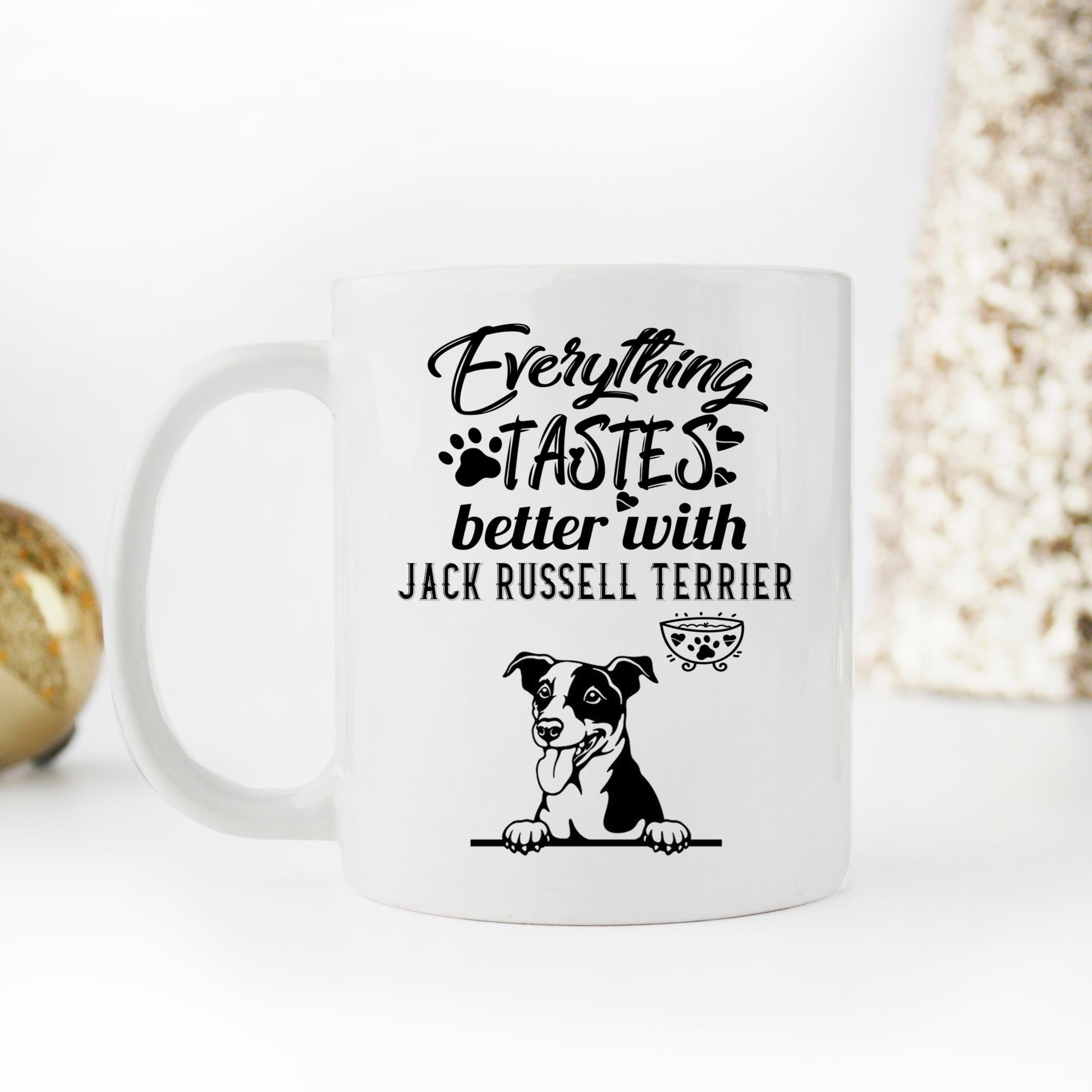 Skitongifts Coffee Mug Funny Ceramic Novelty Everything Tastes Better With Jack Russell Terrier xgi1MKy