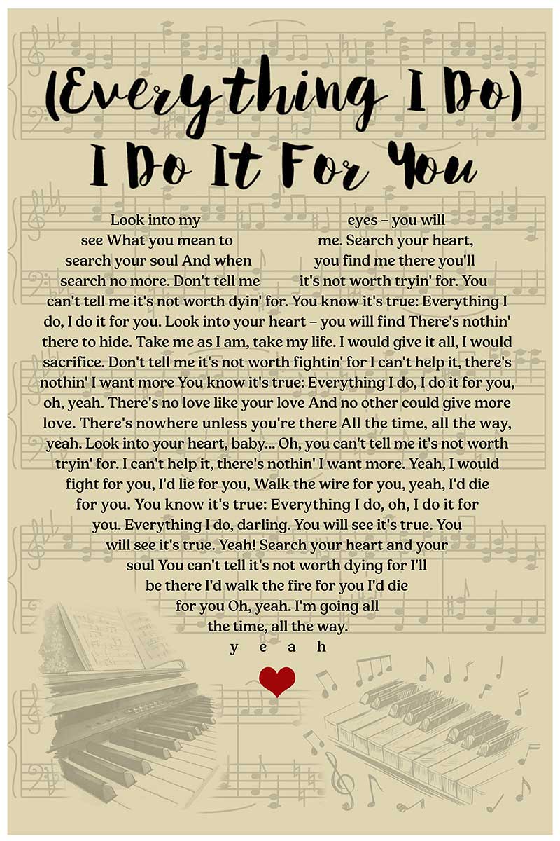 Skitongift Wall Decoration, Home Decor, Decoration Room Everything I Do I Do It For You TTK2807