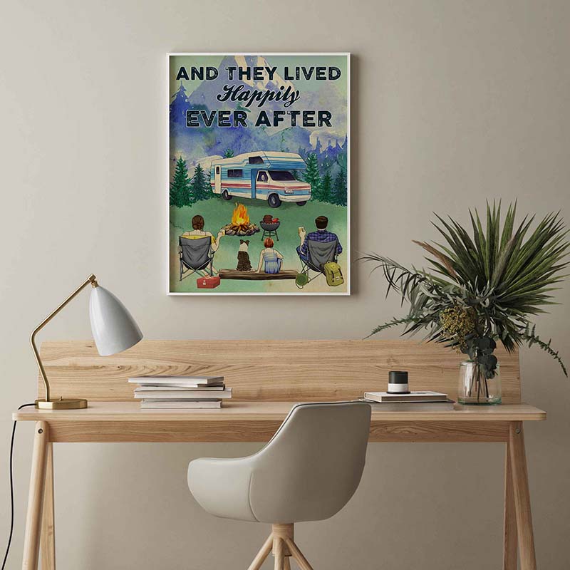 Skitongifts Wall Decoration, Home Decor, Decoration Room Family They Lived Happily Ever After Camping With My Love And Dogs Mounth Forest TT1402