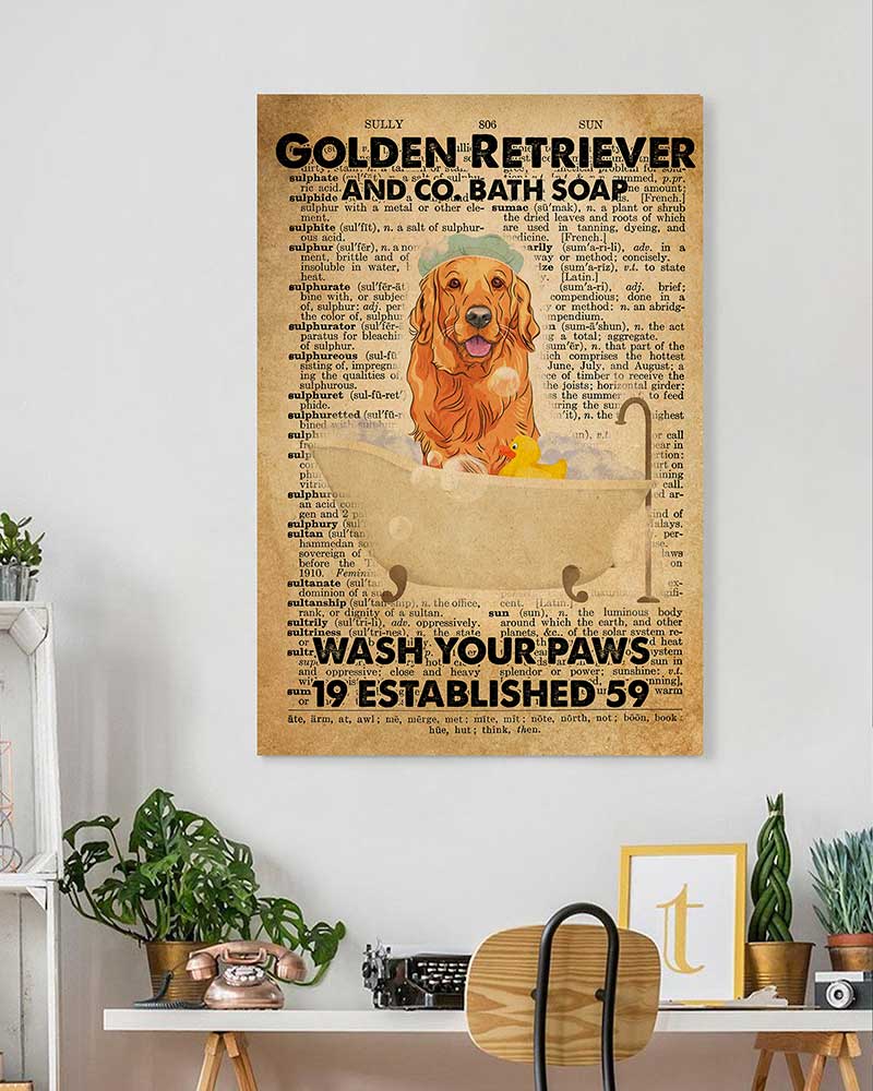 Fancy Pug in Bathtub Bath Soap Established Wash Your Paws Golden Retriever-VT1606