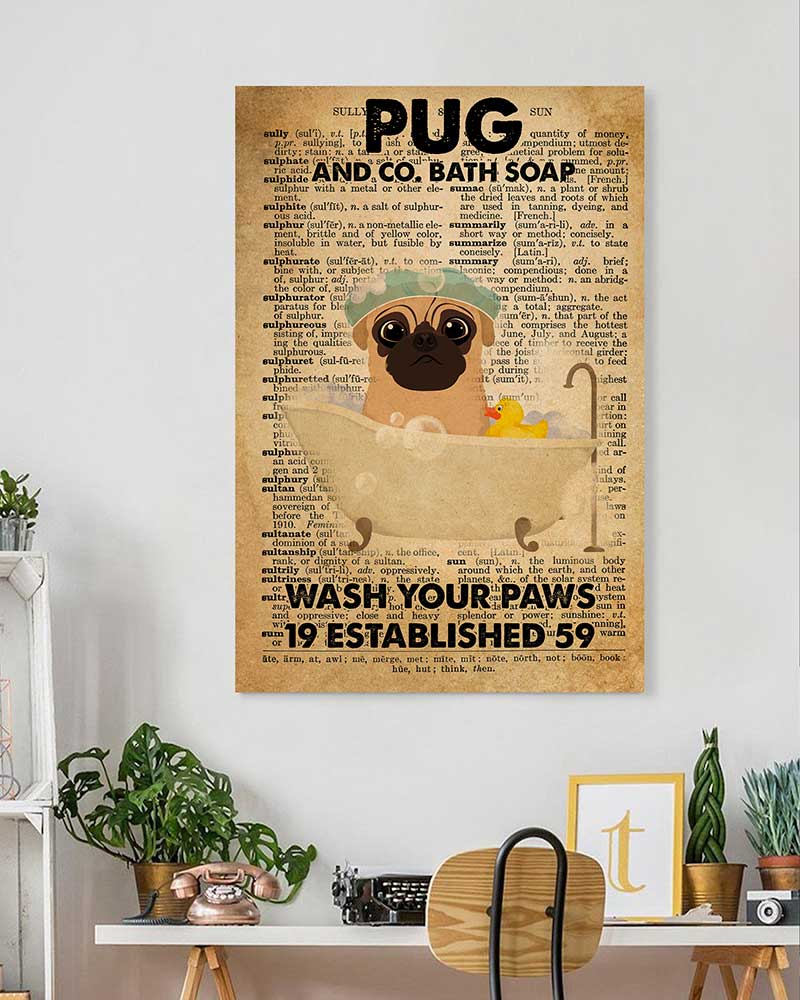 Fancy Pug in Bathtub Bath Soap Established Wash Your Paws Pug-VT1606