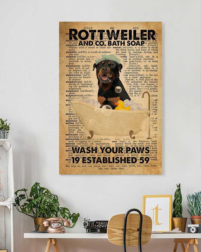 Fancy Pug in Bathtub Bath Soap Established Wash Your Paws Rottweiler-VT1606