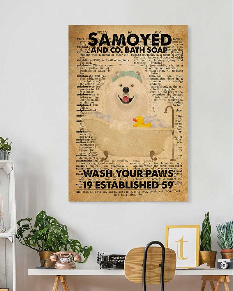 Fancy Pug in Bathtub Bath Soap Established Wash Your Paws Samoyed-VT1606