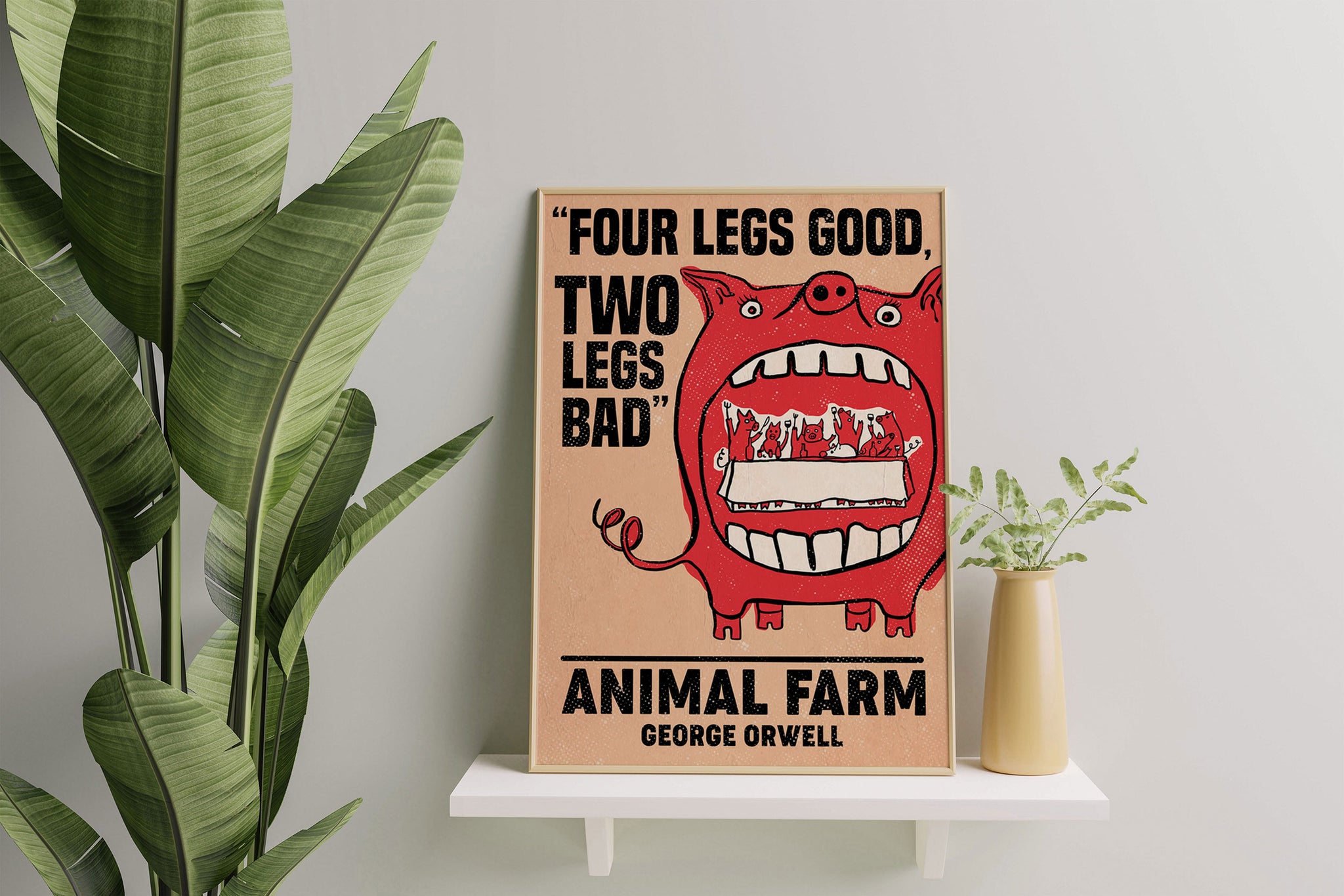 Farmer Animal Farm Pig Pattern Four Legs Good Tow Legs Bad George  Orwell-MH1008