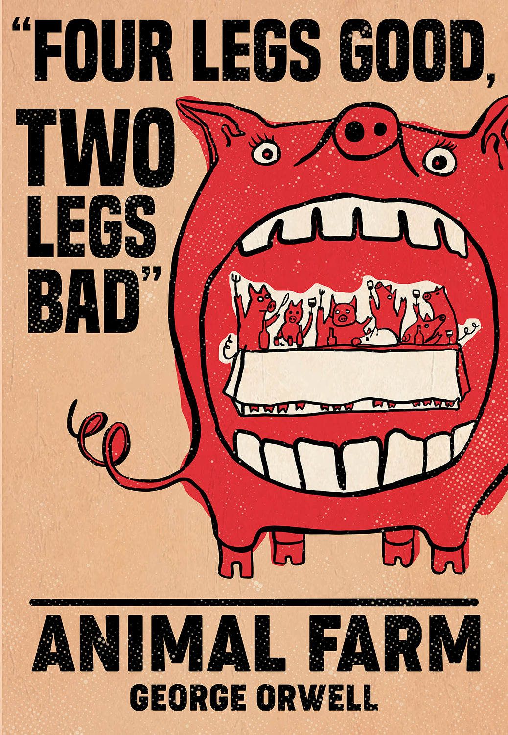 Farmer Animal Farm Pig Pattern Four Legs Good Tow Legs Bad George Orwell-MH1008