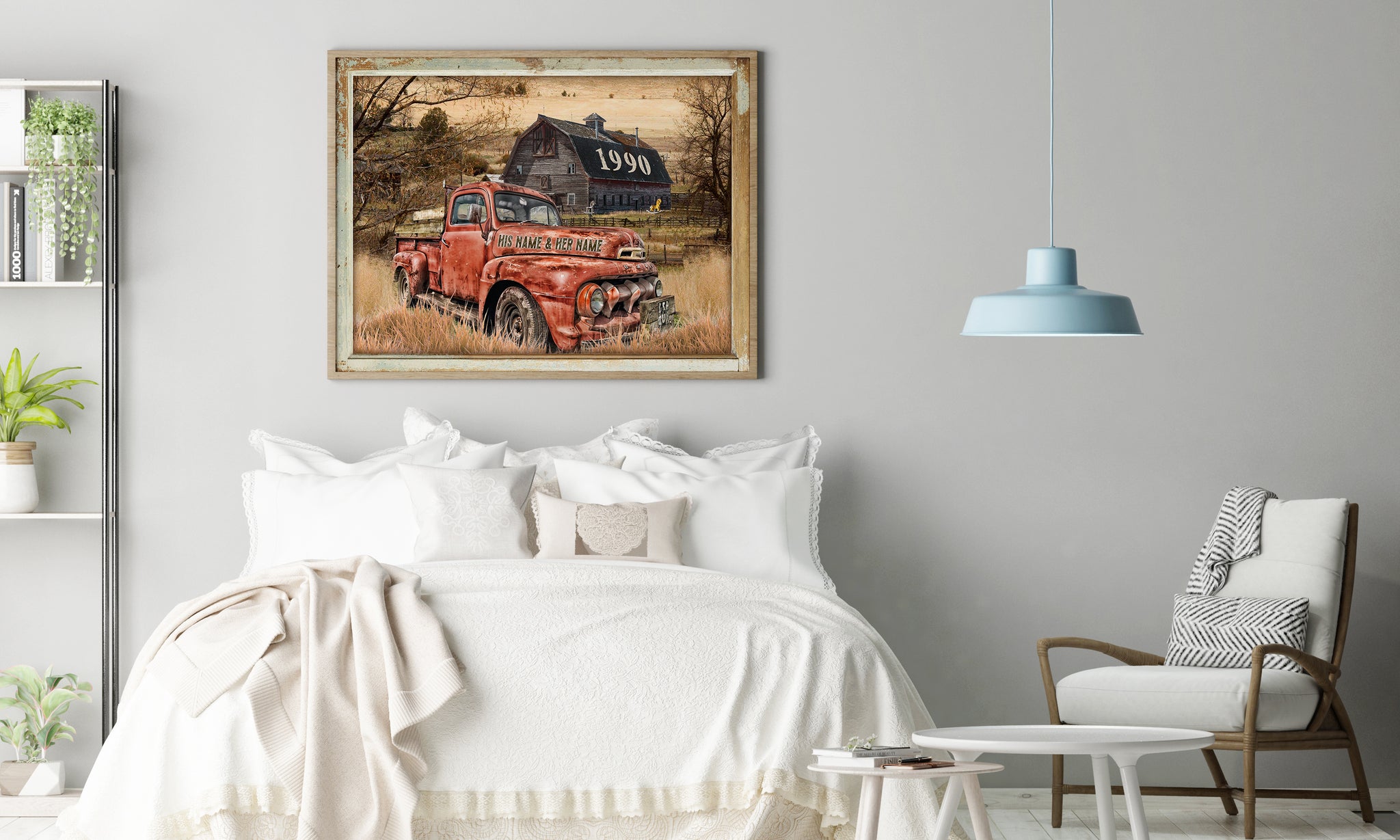 Faux Window Poster Custom Names And Year Pickup Truck Old Barn 