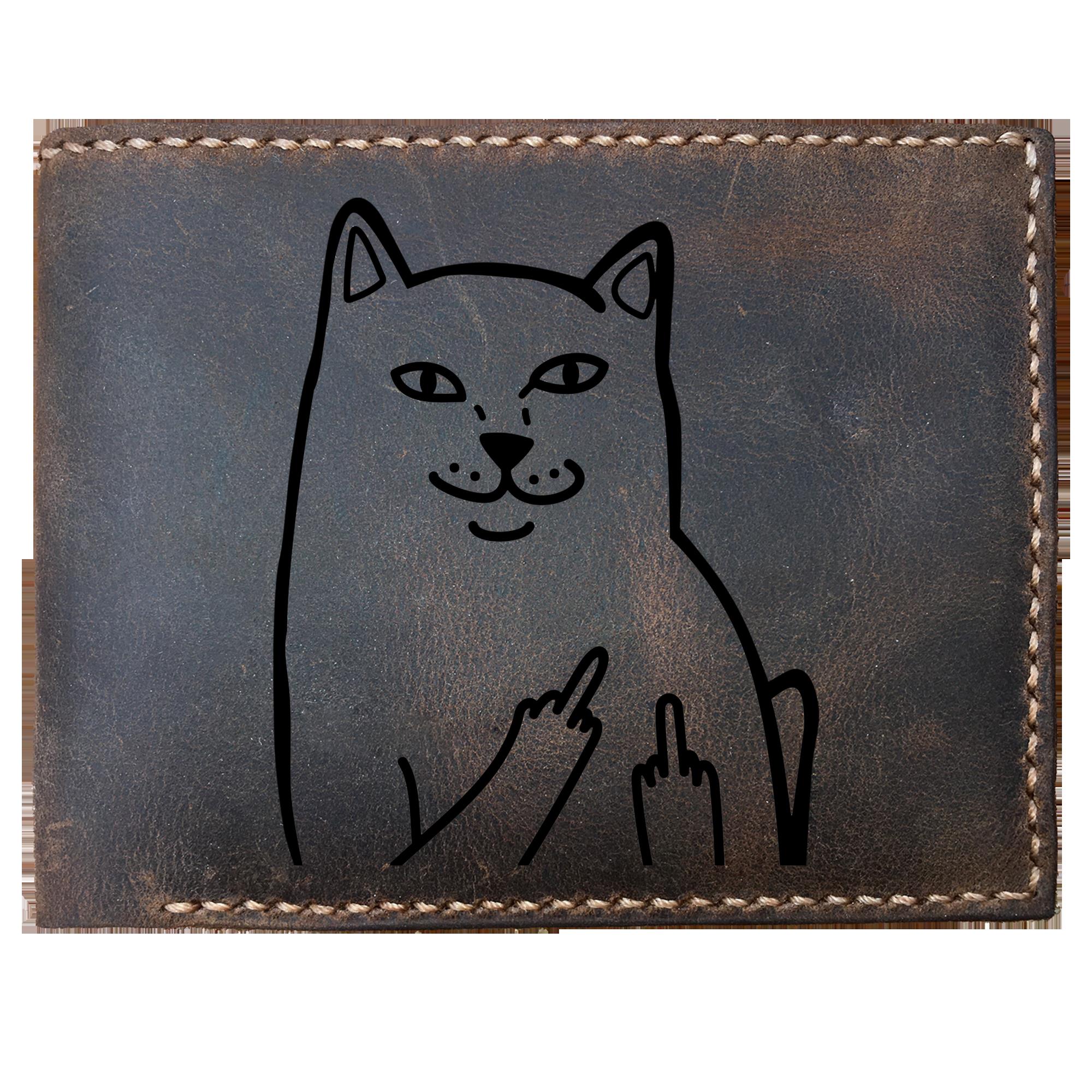Skitongifts Funny Custom Laser Engraved Bifold Leather Wallet For Men, Fcku Cat Lord Nermal