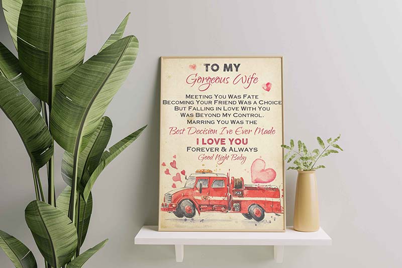 Fire Truck To My Gorgeous Wife Meeting You Was Fate Goodnight Baby TT1510