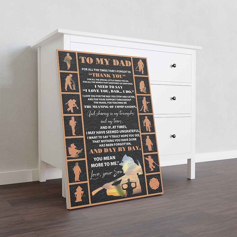 Skitongifts Wall Decoration, Home Decor, Decoration Room Firefighter To My Dad Thank You-TT2911