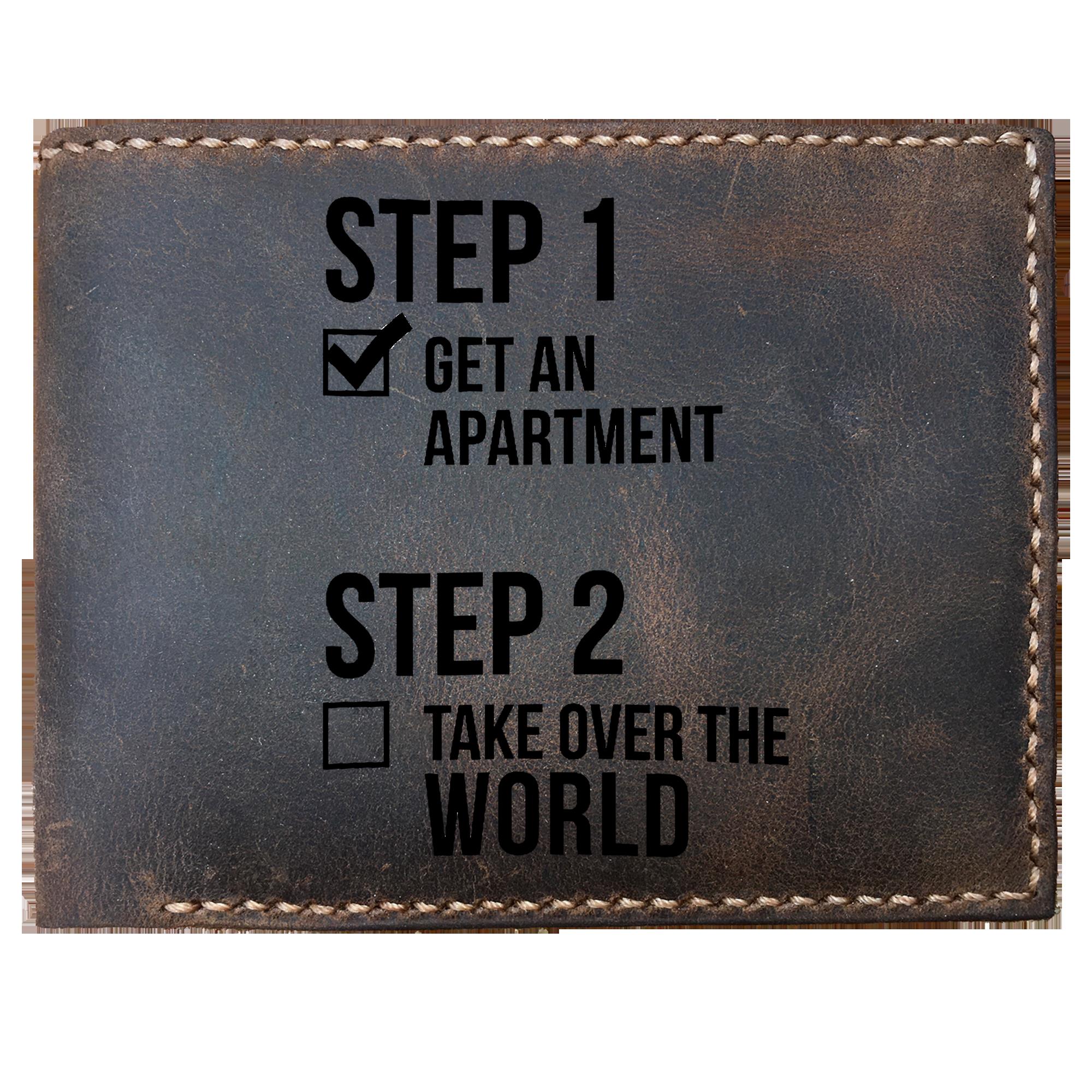 Skitongifts Funny Custom Laser Engraved Bifold Leather Wallet For Men, First Apartment, New Apartment , Apartment Housewarming