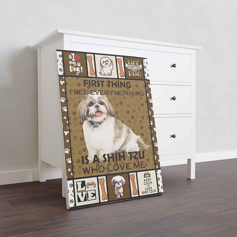 Skitongifts Wall Decoration, Home Decor, Decoration Room First Thing I See Every Morning Is A Shih Tzu Who Loves Me TT1512