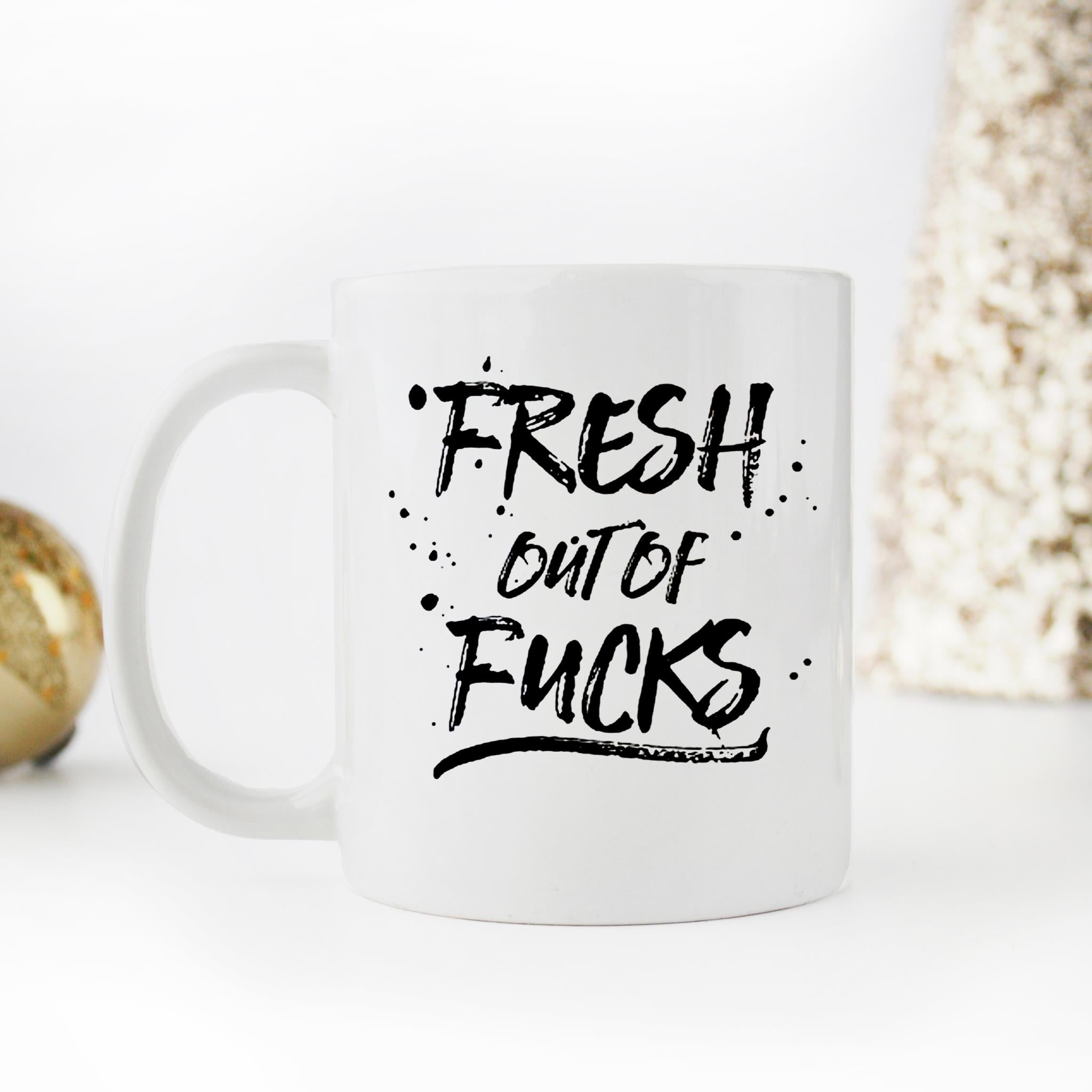 Skitongifts Funny Ceramic Novelty Coffee Mug Fresh Out Of Fucks KUllwSN