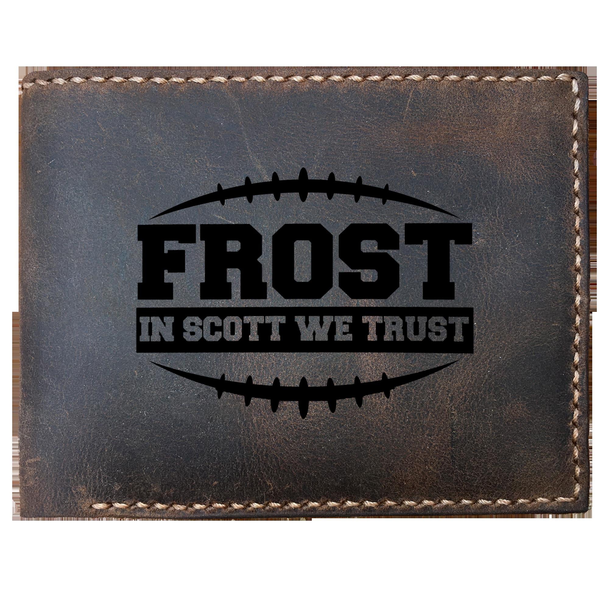 Skitongifts Funny Custom Laser Engraved Bifold Leather Wallet For Men, Frost 2018 In Scott We Trust