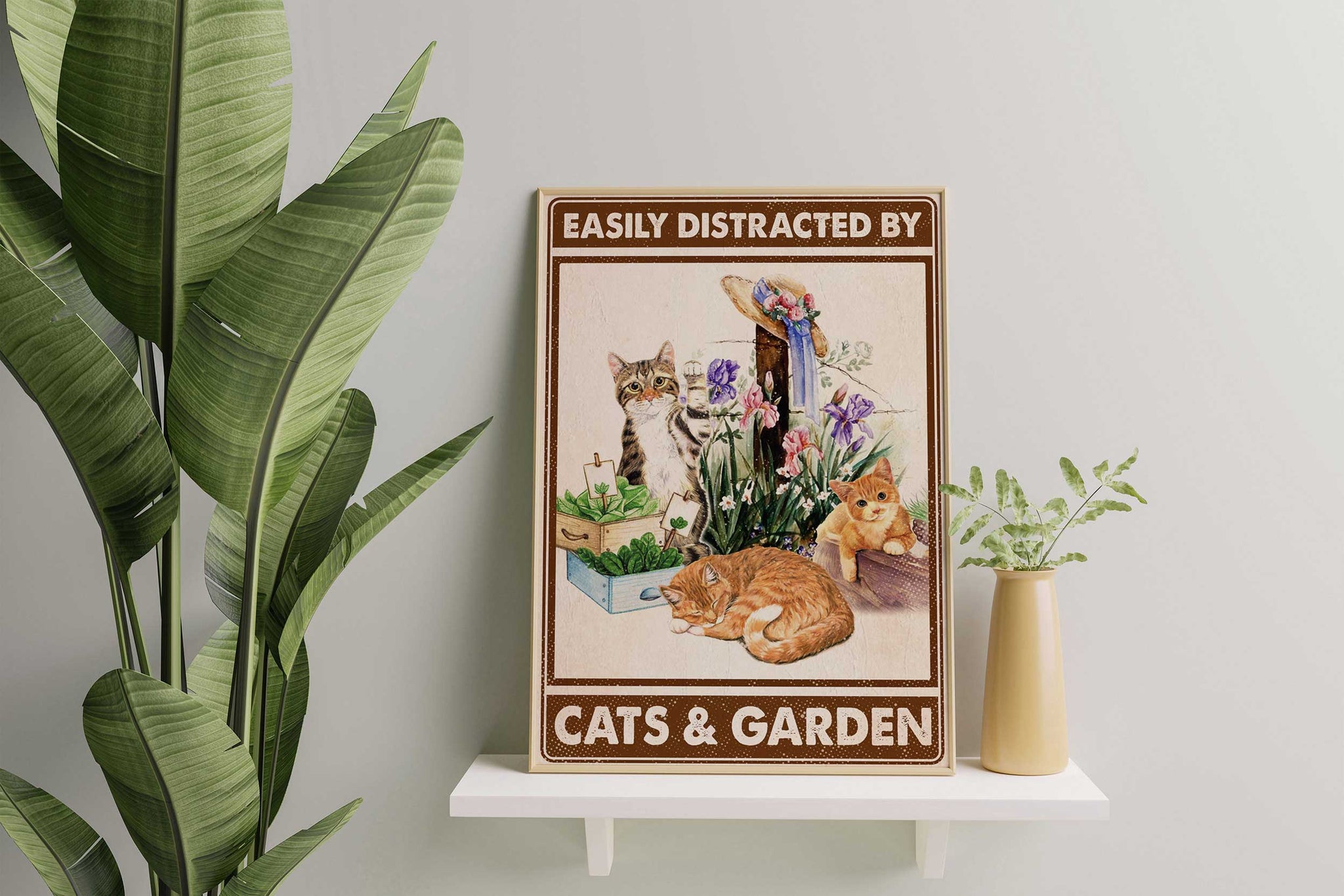 Funny Cat Cat And Garden Easily Distracted Flower-MH0608