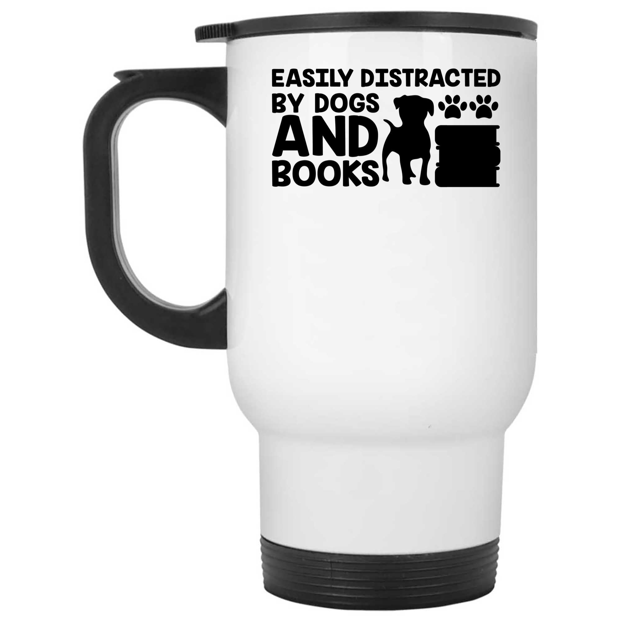 Skitongifts Funny Ceramic Novelty Coffee Mug Funny Book Lovers Dog Easily Distracted By Dogs And Books nmNvaGg