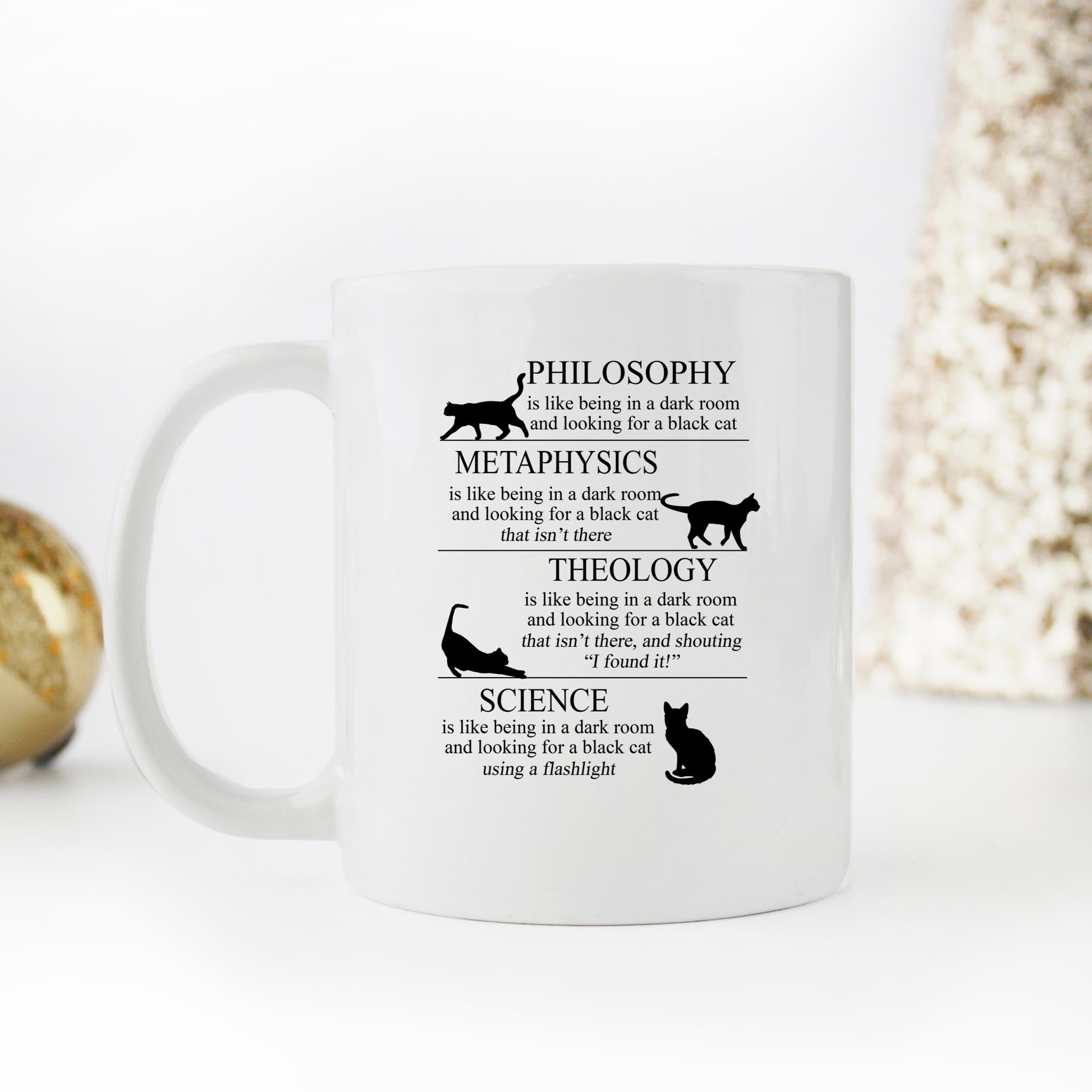 Skitongifts Funny Ceramic Novelty Coffee Mug Funny Education Cat Philosophy Science Theology fIu07oZ