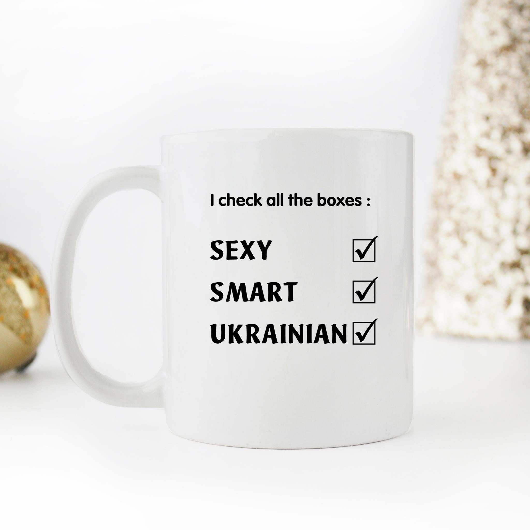 Skitongifts Funny Ceramic Novelty Coffee Mug Funny For Ukrainian. Check All Boxes Sexy Smart Ukrainian CRoH6hd