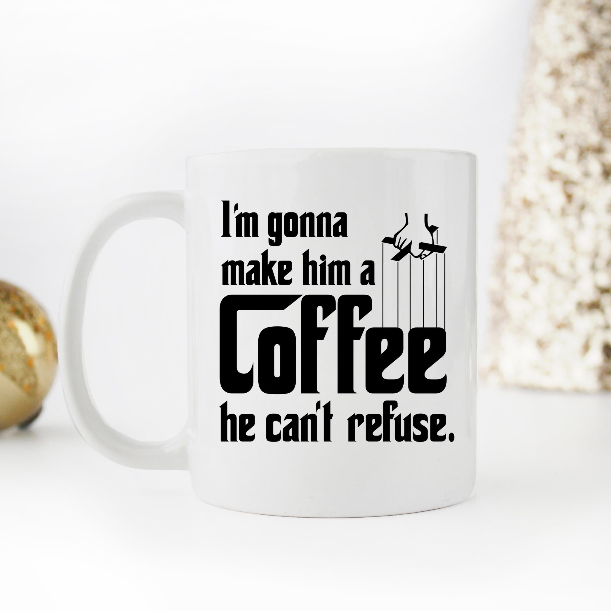 Skitongifts Funny Ceramic Novelty Coffee Mug Funny Godfather Make A Coffee He Cant Refuse zKhgUW6