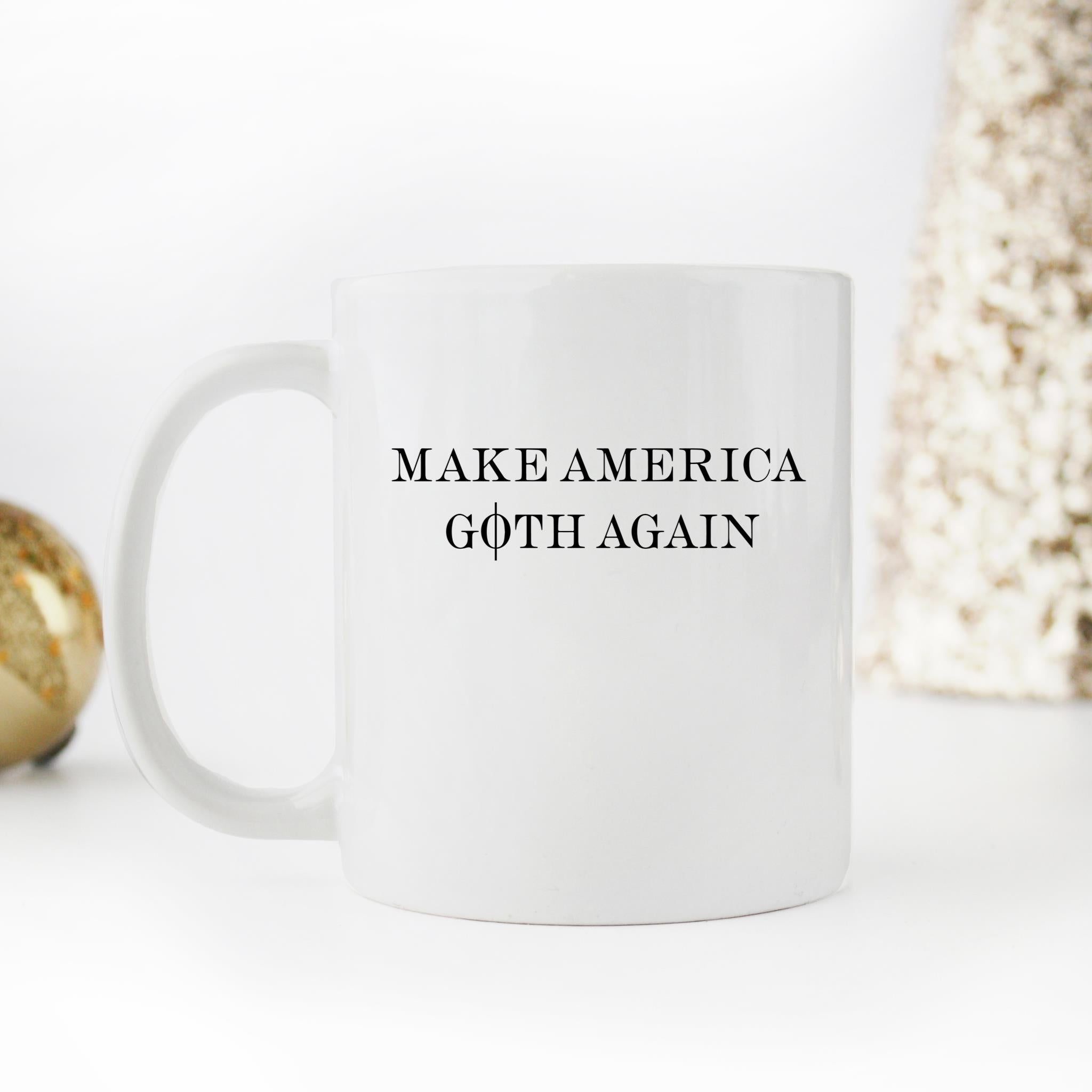Skitongifts Funny Ceramic Novelty Coffee Mug Funny Gothic Make America Goth Again In Black Goth fv9hytc
