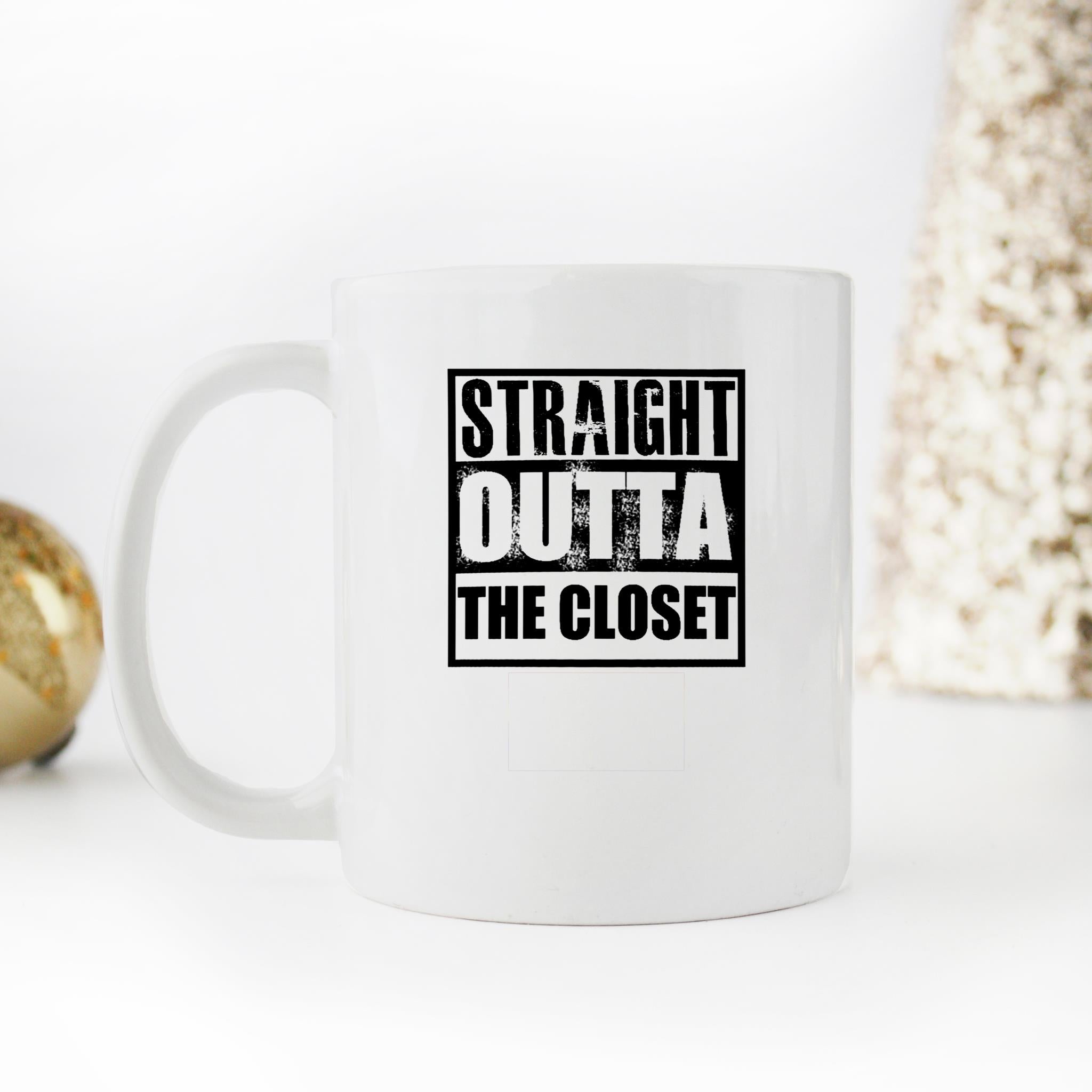 Skitongifts Funny Ceramic Novelty Coffee Mug Funny Lgbt Pride Month Straight Outta Closet BO8rs4Z