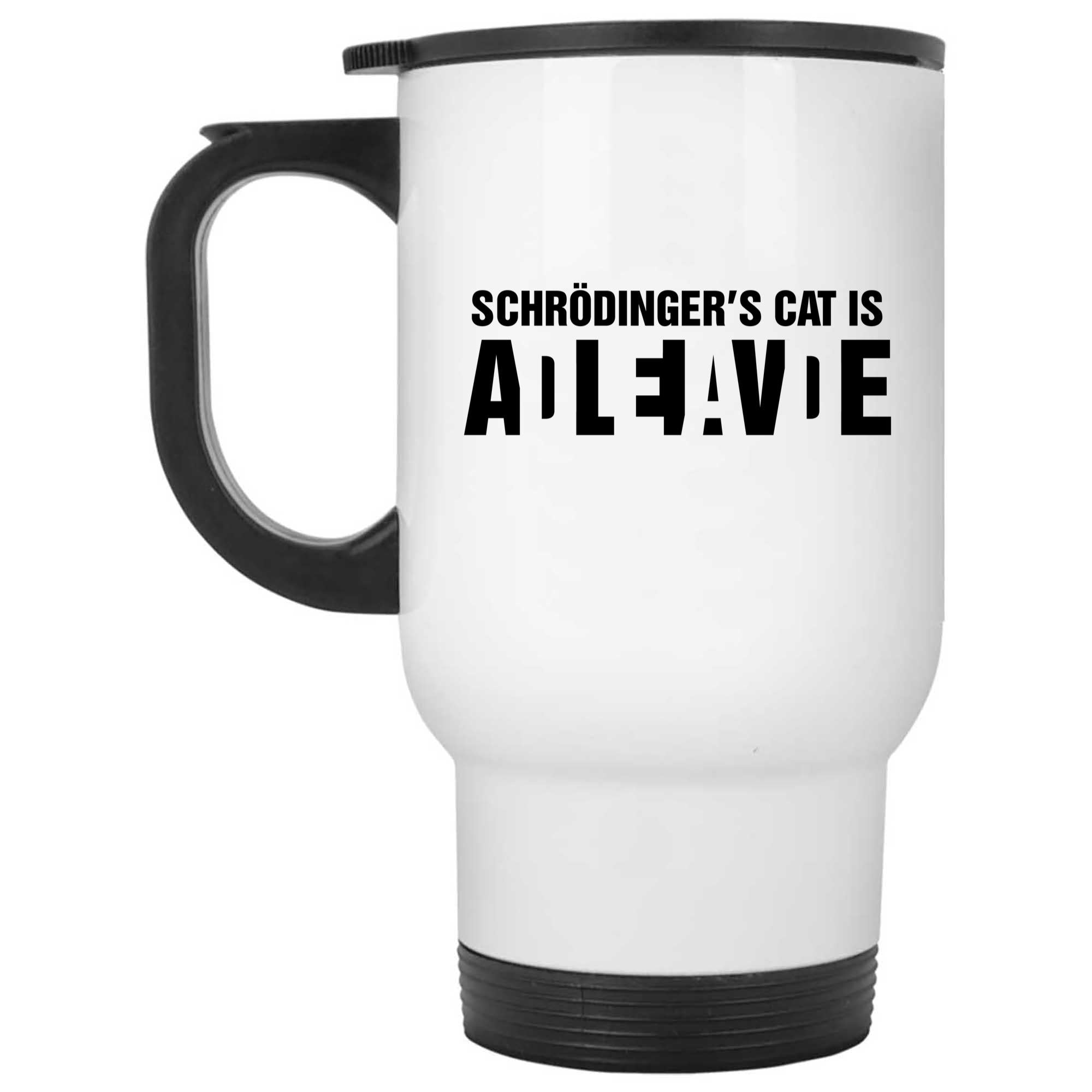 Skitongifts Funny Ceramic Novelty Coffee Mug Funny Physics, Science Schrodingers Cat Is Dead Alive, Ideal Quantum Mechanics xCaofMs