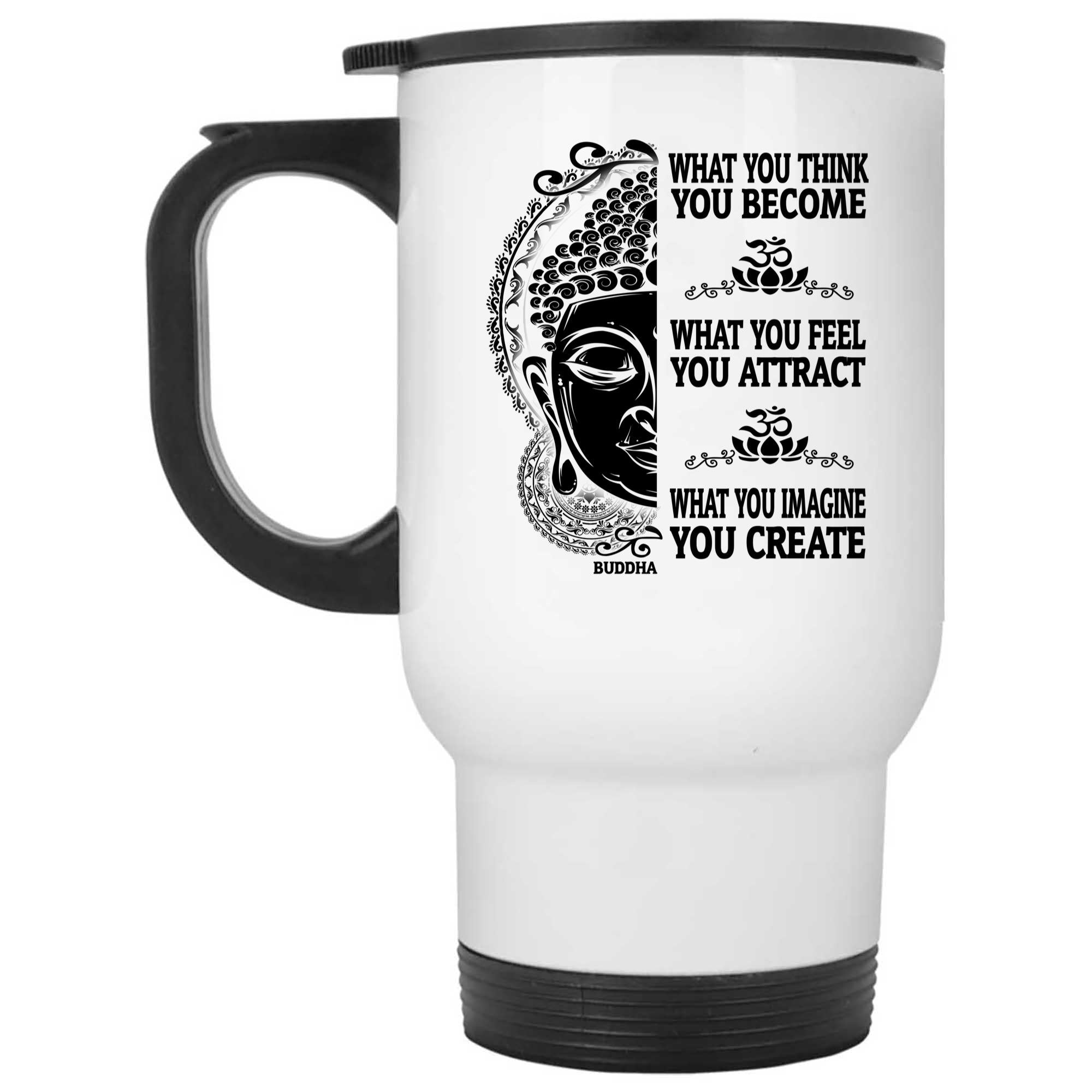 Skitongifts Funny Ceramic Novelty Coffee Mug Funny Yoga Buddha What You Think You Become SqG55j4