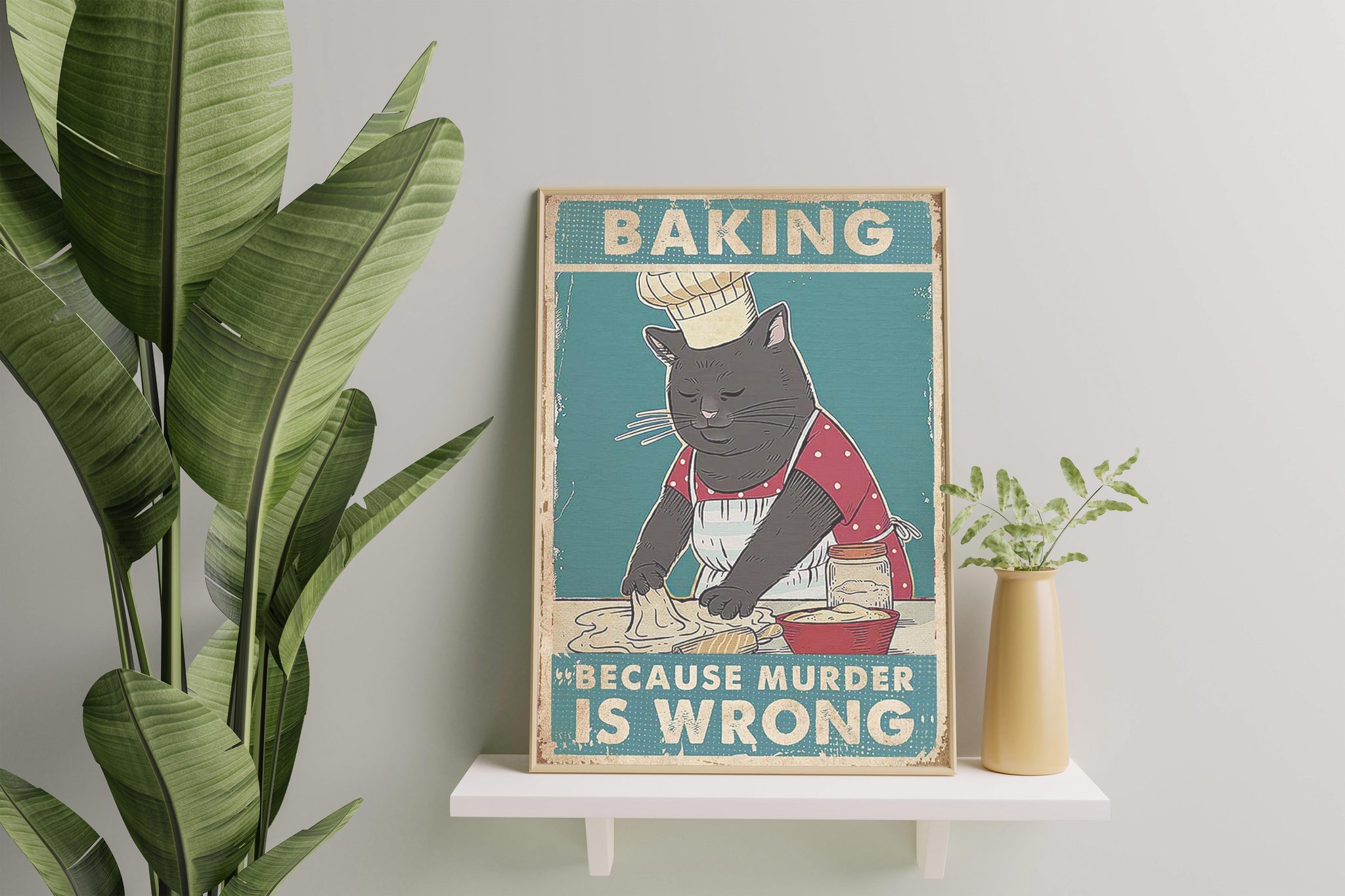 Funny Black Cat With Baking Baking Because Murder Is Wrong With Tattooed Black Cat 1-TT0908
