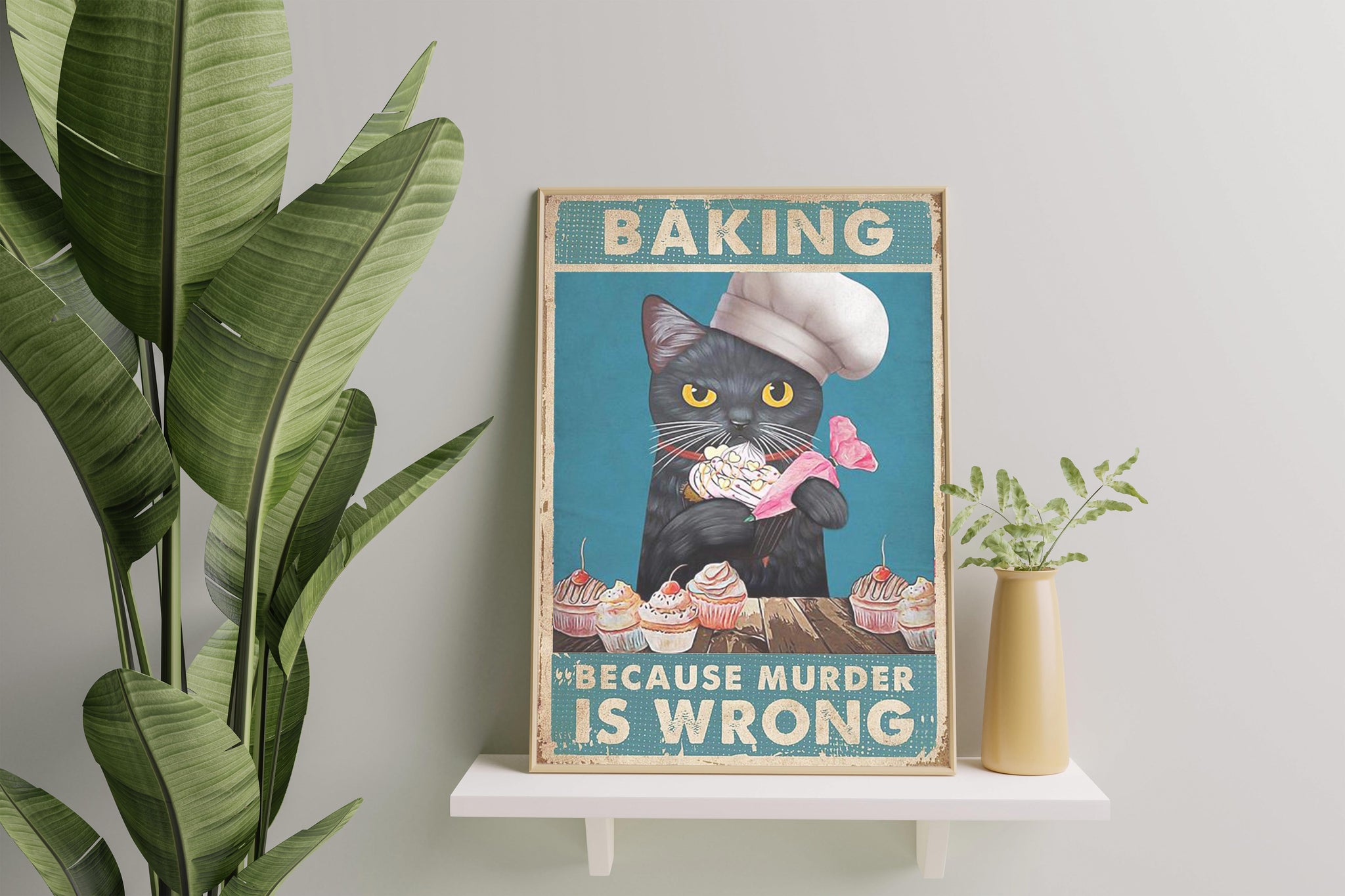 Funny Black Cat With Baking Baking Because Murder Is Wrong With Tattooed Black Cat 4-TT0908