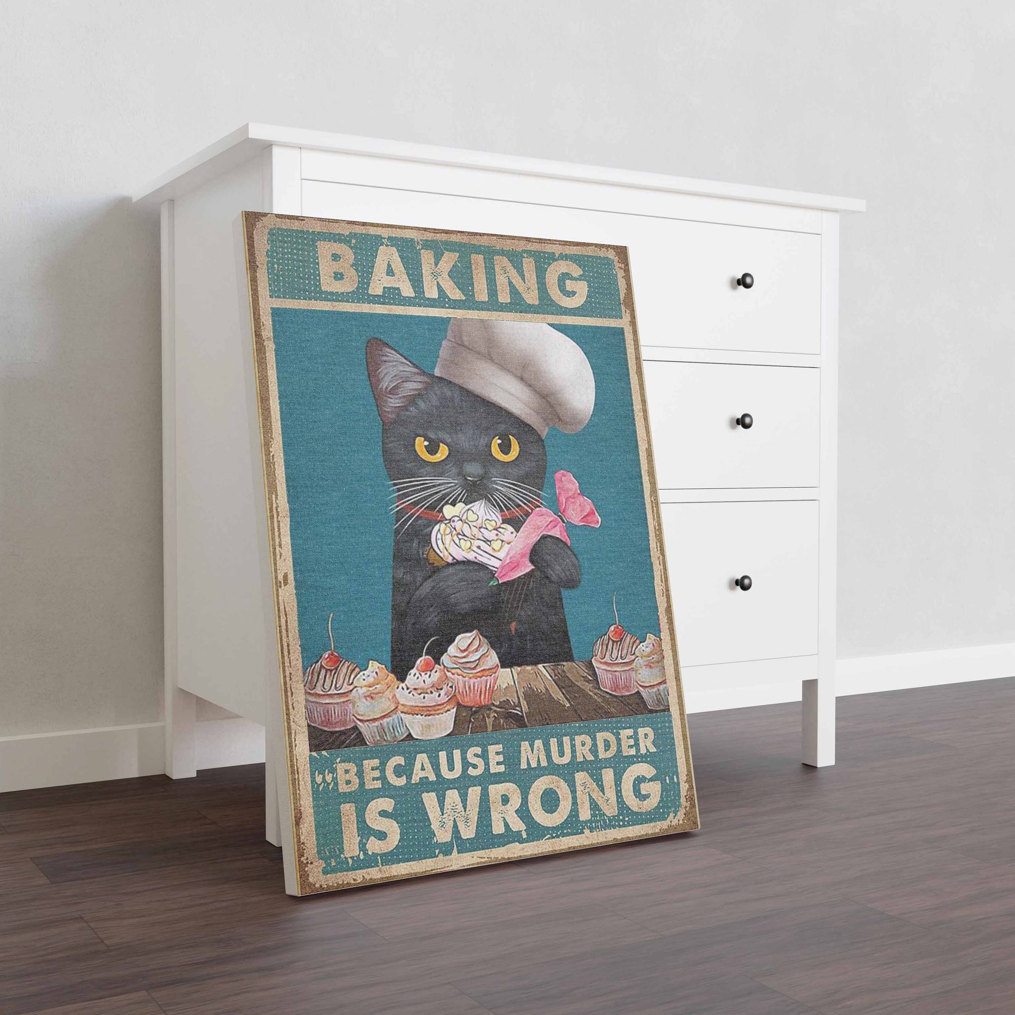 Funny Black Cat With Baking Baking Because Murder Is Wrong With Tattooed Black Cat 4-TT0908
