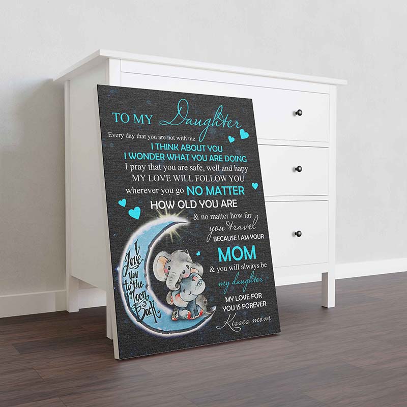 Skitongifts Wall Decoration, Home Decor, Decoration Room Funny Elephant Mom To My Daughter-TT3012