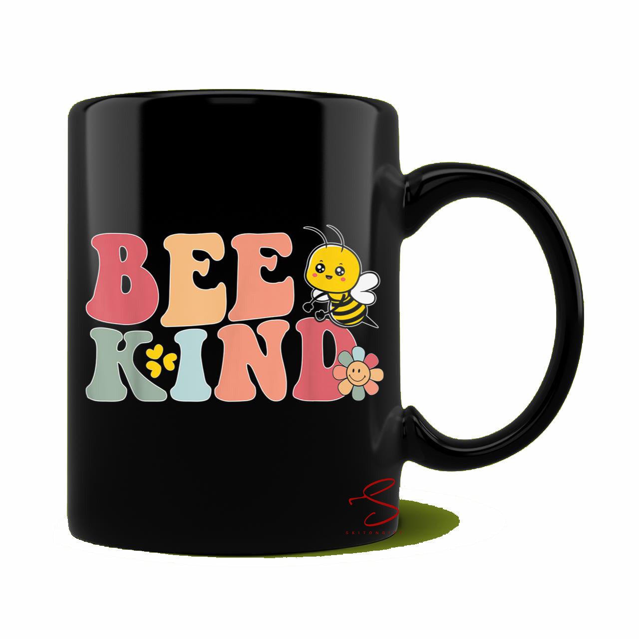 Skitongift Ceramic Novelty Coffee Mug Funny Spooky Halloween Mug Cool Bee Kind Tee Flower Funny Bumble Bee Women Girls