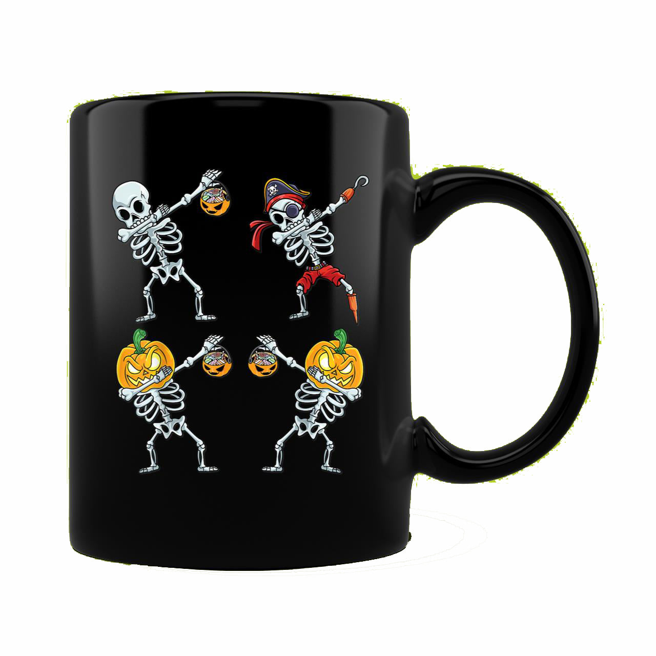 Skitongift Ceramic Novelty Coffee Mug Funny Spooky Halloween Mug Dancing Skeletons Pumpkin Pirate Boys Dab