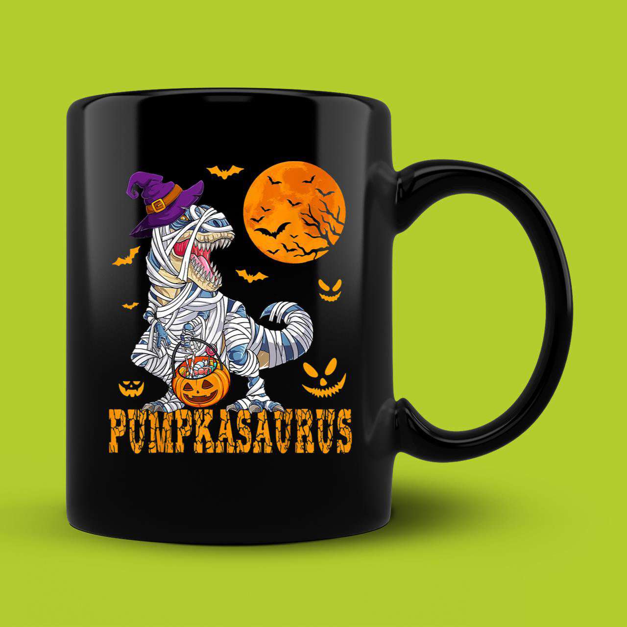 Skitongift Spooky Ceramic Novelty Coffee Mug Funny Halloween Mug Halloween Monster Truck Mummy Dinosaur Pumpkin