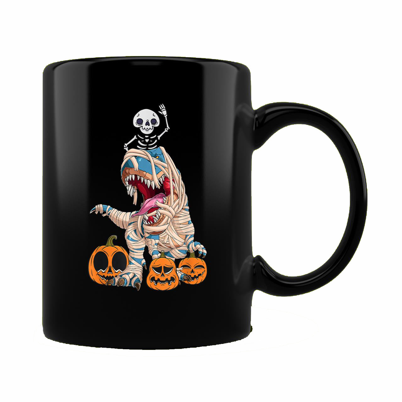 Skitongift Ceramic Novelty Coffee Mug Funny Spooky Halloween Mug Spooky Halloween Dinosaur Skeleton