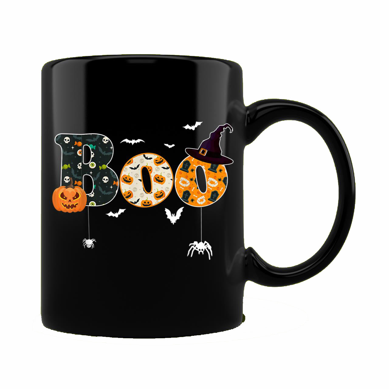 Skitongift Ceramic Novelty Coffee Mug Funny Spooky Halloween Mug Happy Spooky Halloween Boo Spide Witch Hat Spooky Halloween