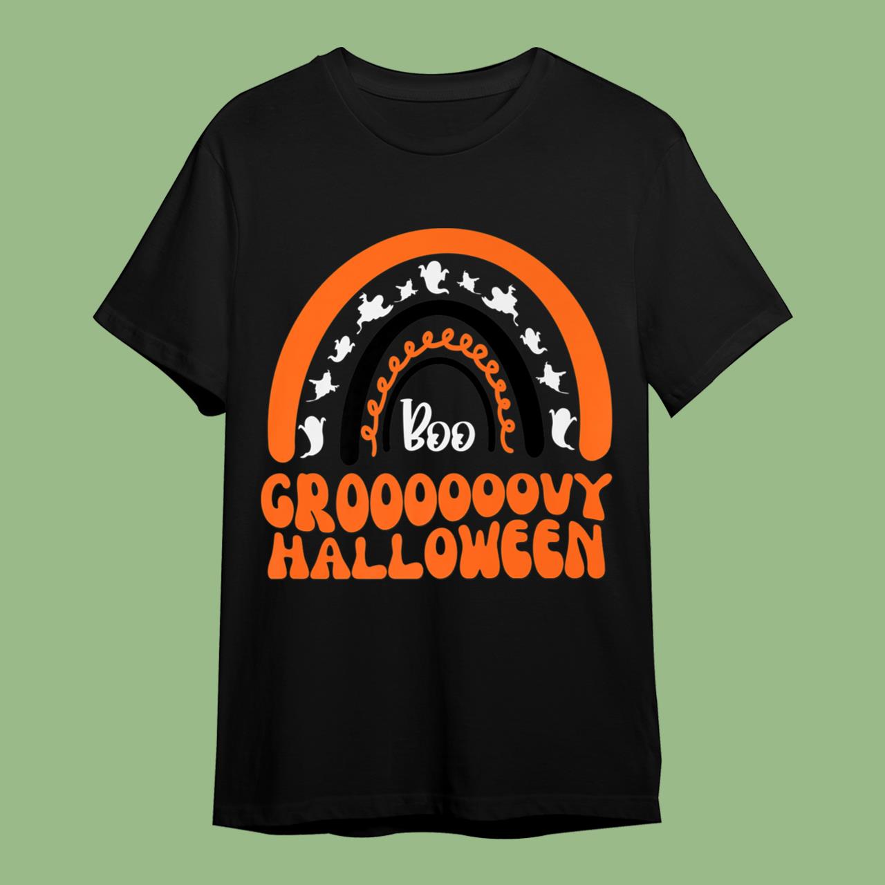 Skitongift Funny Halloween Rainbow Groovy Halloween T-Shirt