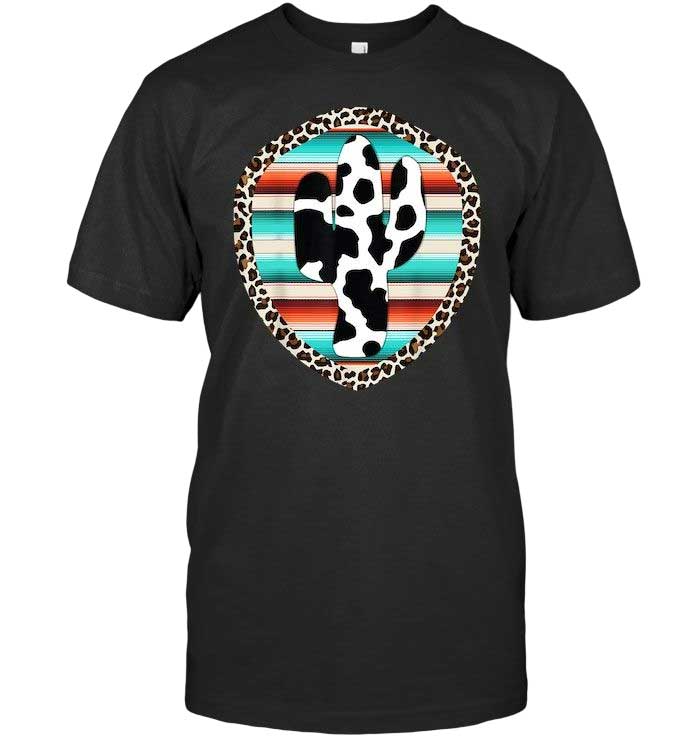 Skitongift-Funny-Serape-Cow-Turquoise-T-Shirt-Funny-Shirts-Hoodie-Sweater-Short-Sleeve-Casual-Shirt