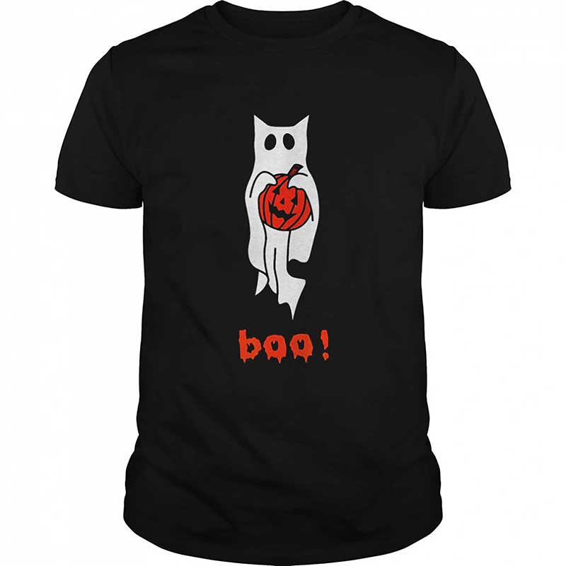 Skitongift GHOST CAT BOO HALLOWEEN WITH PUMPKIN CUTE HALLOWEEN
