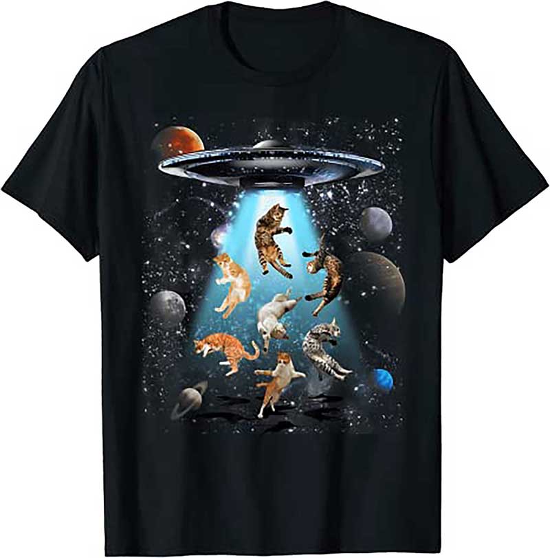 Galaxy Cat Shirt, Cat UFO Shirt, Funny Cat Tee, Cat Graphic T Shirt