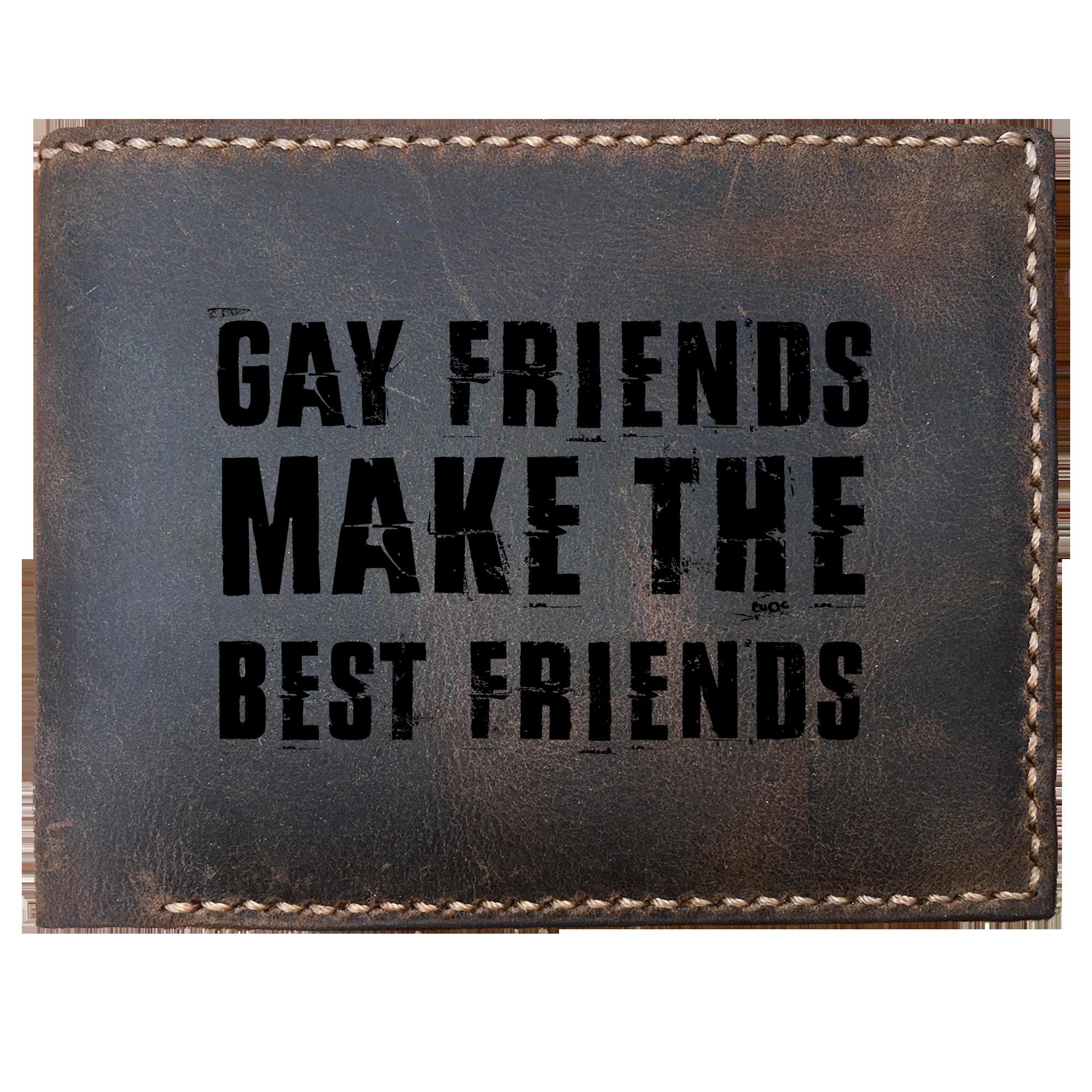 Skitongifts Funny Custom Laser Engraved Bifold Leather Wallet For Men, Gay Ally Best Friends Proud Pride Lgbt Allies Fun